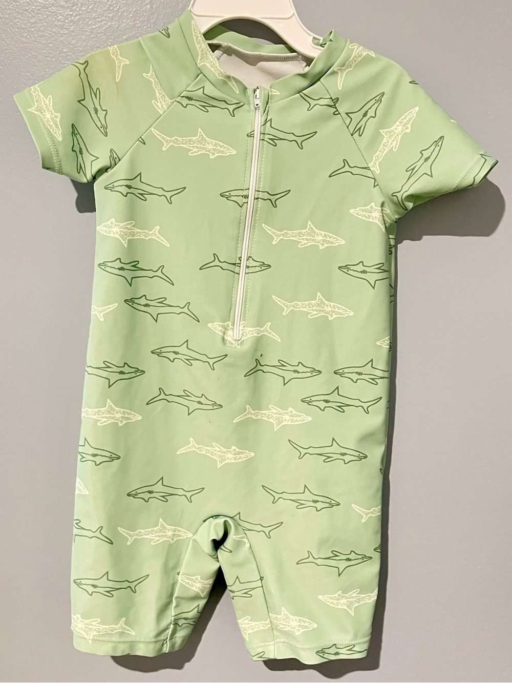 Shein Swim | Toddler Swim | 2-3T | Green Shark Print Kids Rashguard Sunsuit